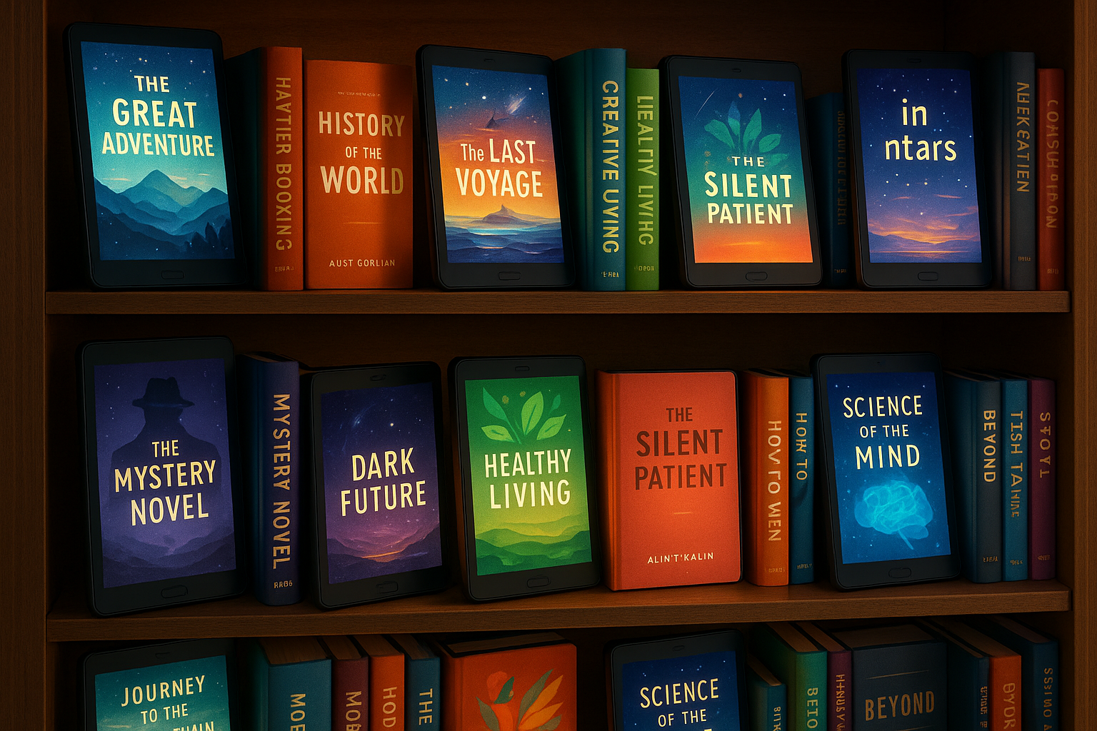 Ebooks on a shelf